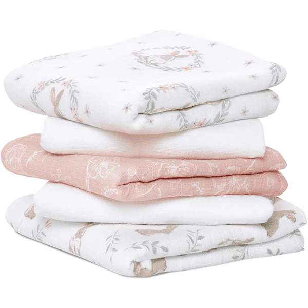 Aden+anais Essential Aden+anais™ Spucktuch 5er-Pack Blushing Bunnies 1 Aden+anais Essential Aden+anais™ Spucktuch 5er-Pack Blushing Bunnies