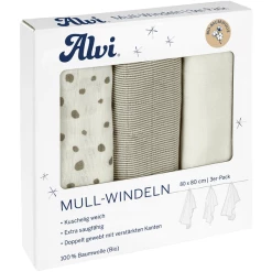 Alvi® Mullwindeln 3er Pack Aqua Dot 80 X 80 Cm