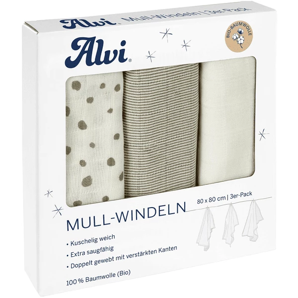 Alvi® Mullwindeln 3er Pack Aqua Dot 80 X 80 Cm 1 Alvi® Mullwindeln 3er Pack Aqua Dot 80 X 80 Cm