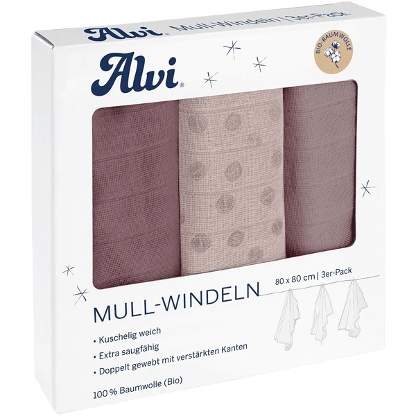 Alvi® Mullwindeln 3er Pack Curly Dots 80 X 80 Cm 1 Alvi® Mullwindeln 3er Pack Curly Dots 80 X 80 Cm