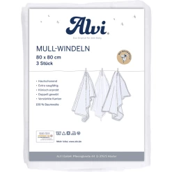 Alvi® Mullwindeln 3er Pack Weiß 80 X 80 Cm
