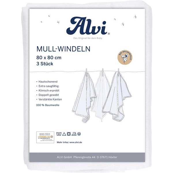 Alvi® Mullwindeln 3er Pack Weiß 80 X 80 Cm 1 Alvi® Mullwindeln 3er Pack Weiß 80 X 80 Cm