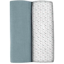 BEABA® 2-er Set Spucktücher Baltisch Blau/Dots 120 X 120 Cm