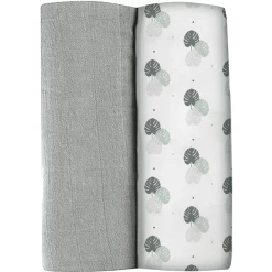 BEABA® 2-er Set Spucktücher Mirage Grau /Dschungel 120 X 120 Cm