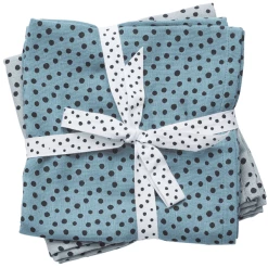 Done By Deer™ Spucktuch 2er-Pack Happy Dots Blau