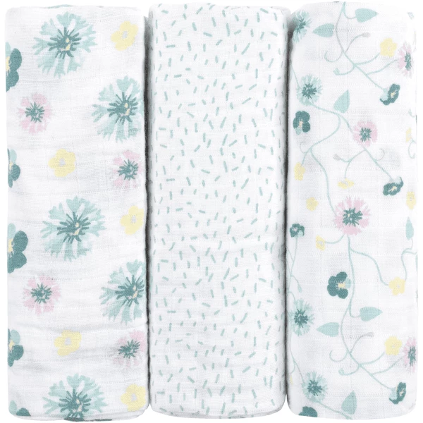 Emma & Noah Mullwindeln 3er Set Blumen Mint 70 X 70 Cm 1 Emma & Noah Mullwindeln 3er Set Blumen Mint 70 X 70 Cm
