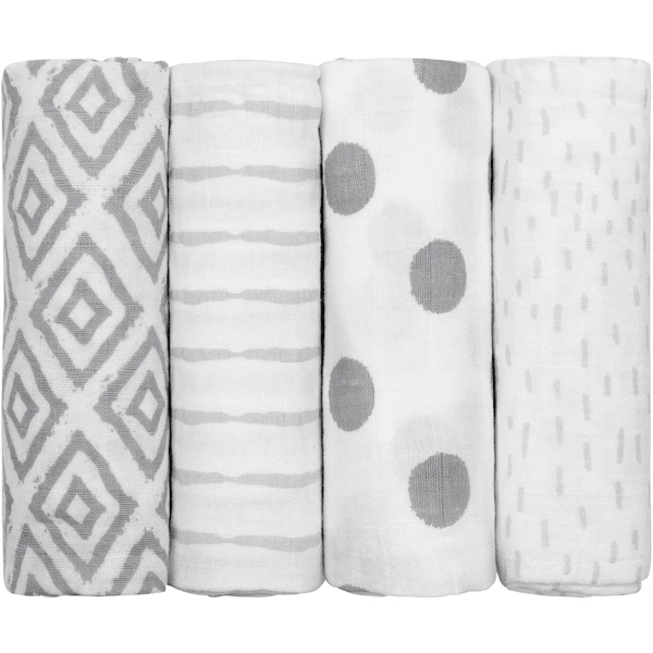 Emma & Noah Mullwindeln 4er Set Rauten Grau 70 X 70 Cm 1 Emma & Noah Mullwindeln 4er Set Rauten Grau 70 X 70 Cm