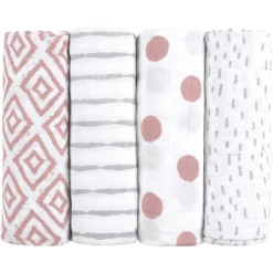 Emma & Noah Mullwindeln 4er-Set Rosa 70 X 70 Cm