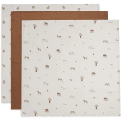 Jollein 3-er Pack Spucktuch Hydrophill 70x70 Cm Farm