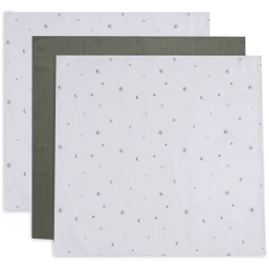 Jollein Mulltuch Musselin 70x70cm 3er-Pack Stargaze Leaf Green