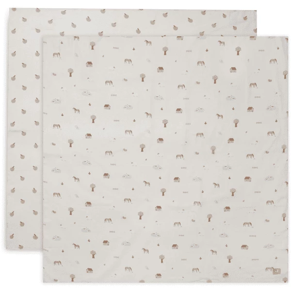 Jollein Mulltuch Schmusedecke Musselin 115x115cm 2er-Pack Farm 1 Jollein Mulltuch Schmusedecke Musselin 115x115cm 2er-Pack Farm