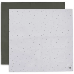 Jollein Mulltuch Schmusedecke Musselin 115x115cm 2er-Pack Stargaze Leaf Green