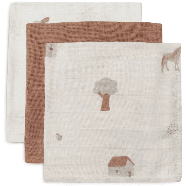 Jollein Spucktuch Musselin 3er-Pack Farm 1 Jollein Spucktuch Musselin 3er-Pack Farm