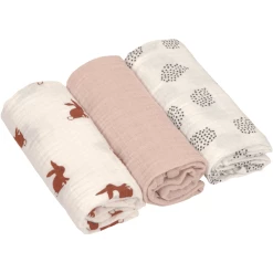 LÄSSIG Mulltücher M 3er Pack Little Forest Rabbit 60 X 60 Cm
