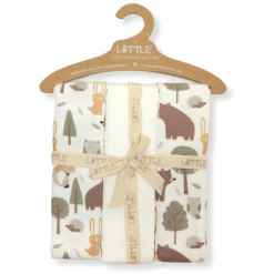 LITTLE Moltontücher 3er-Pack Forest Offwhite