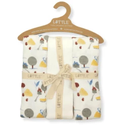 LITTLE Moltontücher 3er-Pack Organic Garden View Offwhite