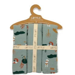 LITTLE Moltontücher 3er-Pack Organic Waldtiere Green Tea