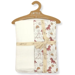 LITTLE Pucktücher 2er-Pack Rainbow Offwhite