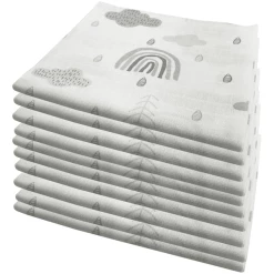 M.M.C. Mullwindel 10 PACK Spucktücher 80x70 Cm Mulltücher 10 Wolken Grün