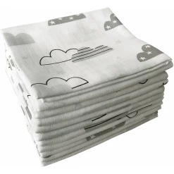 M.M.C. Mullwindel 10 PACK Spucktücher 80x70 Cm Mulltücher 10 Wolken Mint -Ubbi Speichern m m c mullwindel 10 pack spucktuecher 80x70 cm mulltuecher 10 wolken mint a342993 2