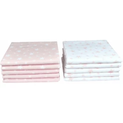 M.M.C. Mullwindel 10 PACK Sterne 80x70 Cm Mulltücher 5 Rosa, 5 Weiß -Ubbi Speichern m m c mullwindel 10 pack sterne 80x70 cm mulltuecher 5 rosa 5 weiss a346304 2