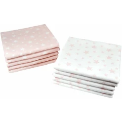 M.M.C. Mullwindel 10 PACK Sterne 80x70 Cm Mulltücher 5 Rosa, 5 Weiß