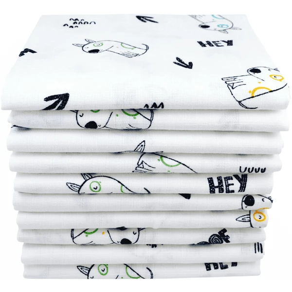M.M.C. Mullwindel 10 PACK Tier Motive 80x70 Cm Mulltücher 10 Hunde 1 M.M.C. Mullwindel 10 PACK Tier Motive 80x70 Cm Mulltücher 10 Hunde