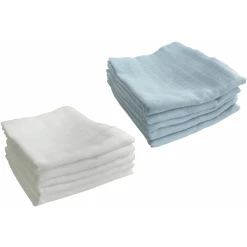 M.M.C. Mullwindel 10 PACK Unifarben 80x70 Cm Mulltücher 5 Weiß, 5 Blau