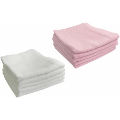 M.M.C. Mullwindel 10 PACK Unifarben 80x70 Cm Mulltücher 5 Weiß, 5 Rosa