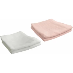 M.M.C. Mullwindel 4 PACK Unifarben 120x120 Cm Mulltücher 2 Weiß, 2 Rosa