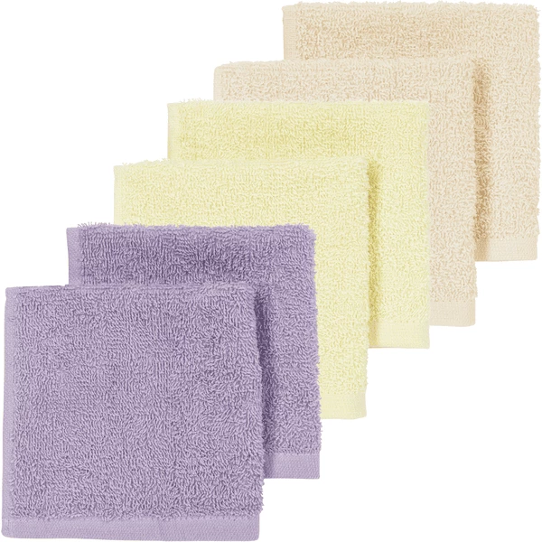 Meyco Frottee Spucktücher 6-pack Soft Lila/ Soft Yellow / Peach 1 Meyco Frottee Spucktücher 6-pack Soft Lila/ Soft Yellow / Peach