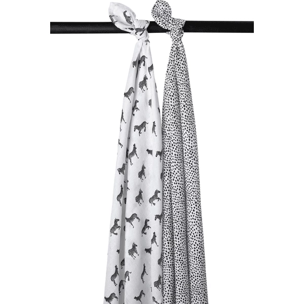 Meyco Swaddles 2er-pack Zebra Animal / Cheetah 120x120 Cm 1 Meyco Swaddles 2er-pack Zebra Animal / Cheetah 120x120 Cm