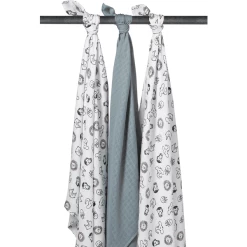 Meyco Swaddles 3er-pack Animal/Stone Green 120x120 Cm