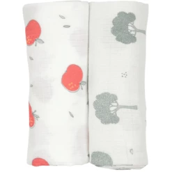 Pink No More Mull- Bambus-Pucktücher Baby-Accessoires Weiß-hellgrau