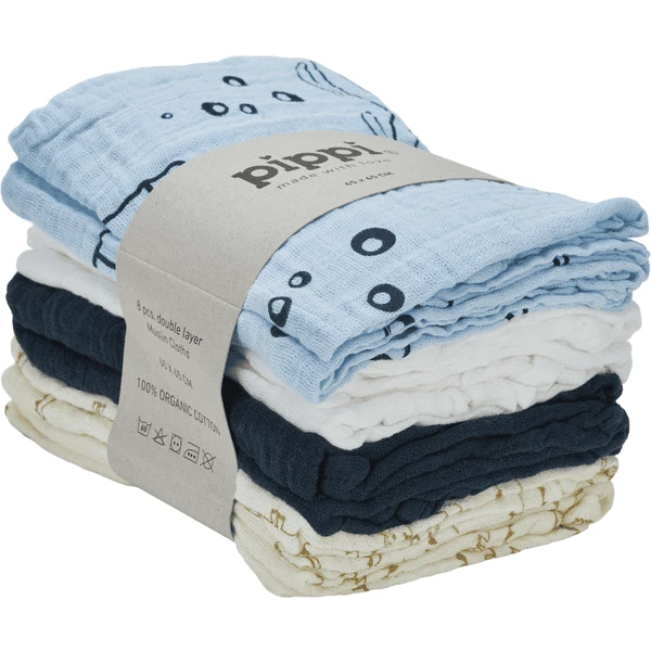 Pippi Muslin Tücher 8er Pack Grey Dawn 1 Pippi Muslin Tücher 8er Pack Grey Dawn