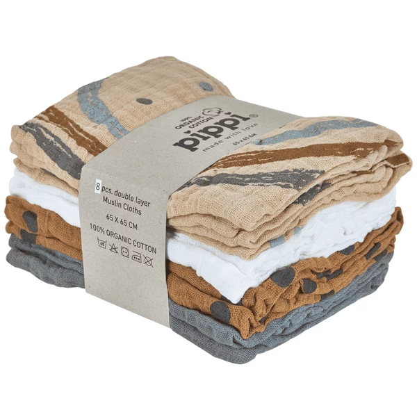 Pippi Muslin Tücher 8er Pack Sandshell 1 Pippi Muslin Tücher 8er Pack Sandshell